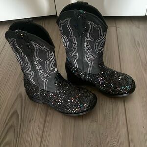 Black sparkly cowboy boots